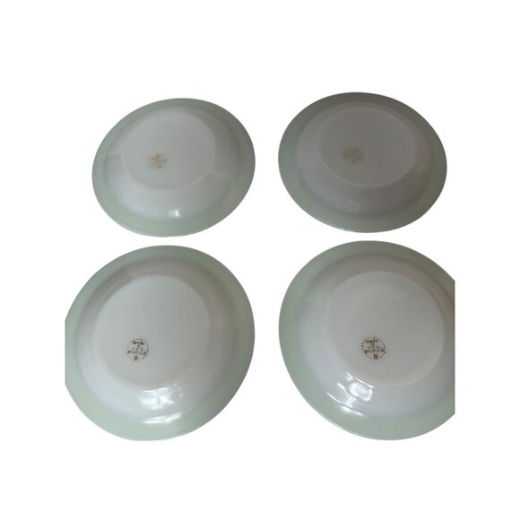 Vintage Pyrex Set Of 4 Green & Gold Saucer USA - Picture 4 of 5